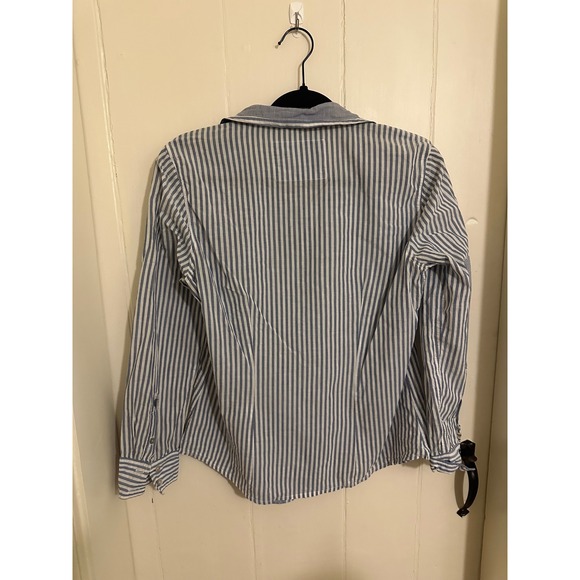 Chevignon Women Blue White Stripe Button Down Shirt Size M Casual Top - Picture 7 of 8